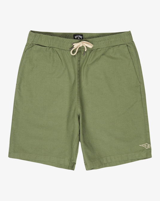 Billabong Men's Larry Linen Elasticated Shorts Moss Green EBYWS00135-GLW0