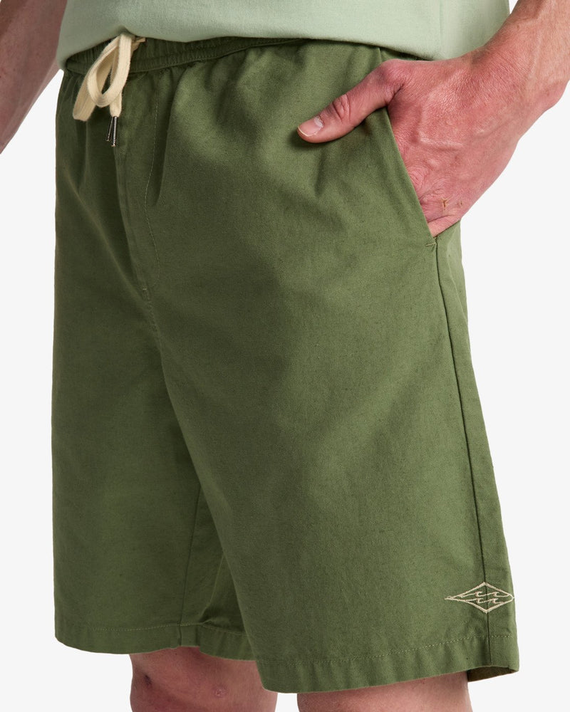Load image into Gallery viewer, Billabong Men's Larry Linen Elasticated Shorts Moss Green EBYWS00135-GLW0
