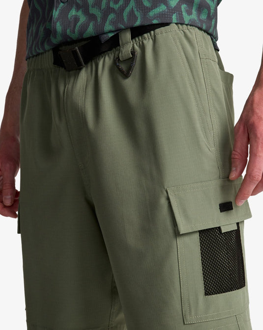 Billabong Surftrek Elastic Cargo Boardshorts Moss Green EBYWS00136-GLW0