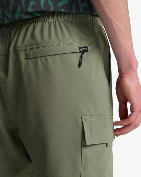 Billabong Surftrek Elastic Cargo Boardshorts Moss Green EBYWS00136-GLW0