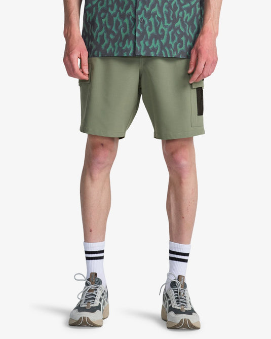 Billabong Surftrek Elastic Cargo Boardshorts Moss Green EBYWS00136-GLW0