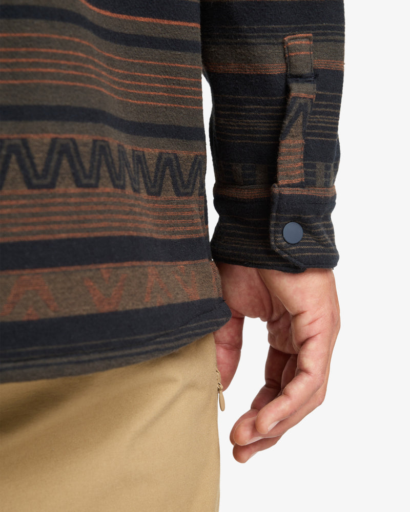 Load image into Gallery viewer, Billabong Men&#39;s Furnace Bonded Flannel Fleece Shirt Black EBYWT03005-BLK
