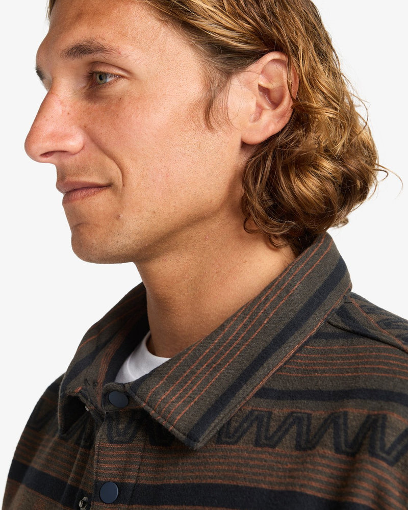 Load image into Gallery viewer, Billabong Men&#39;s Furnace Bonded Flannel Fleece Shirt Black EBYWT03005-BLK
