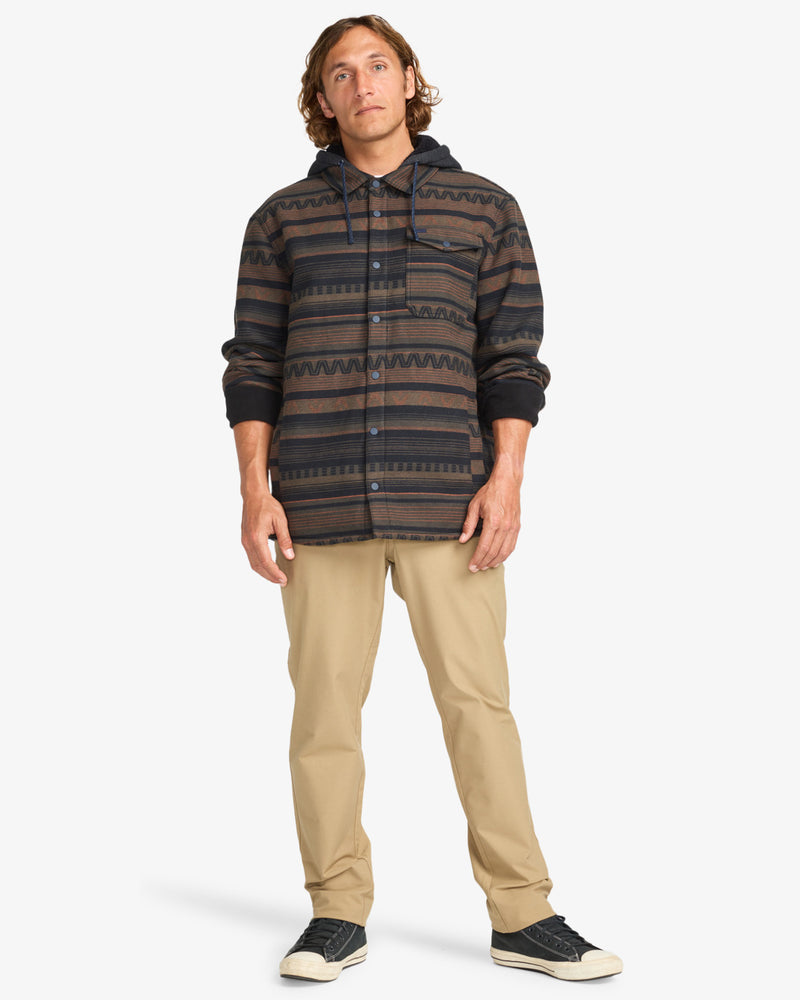 Load image into Gallery viewer, Billabong Men&#39;s Furnace Bonded Flannel Fleece Shirt Black EBYWT03005-BLK
