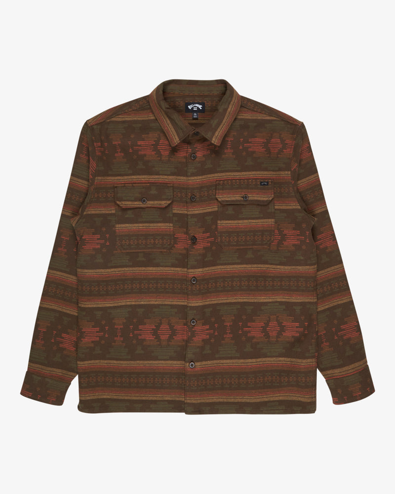 Load image into Gallery viewer, Billabong Men's Offshore Jacquard Flannel Yarn Dye Textured Woven Top Dark Cedar EBYWT03013-CSR0
