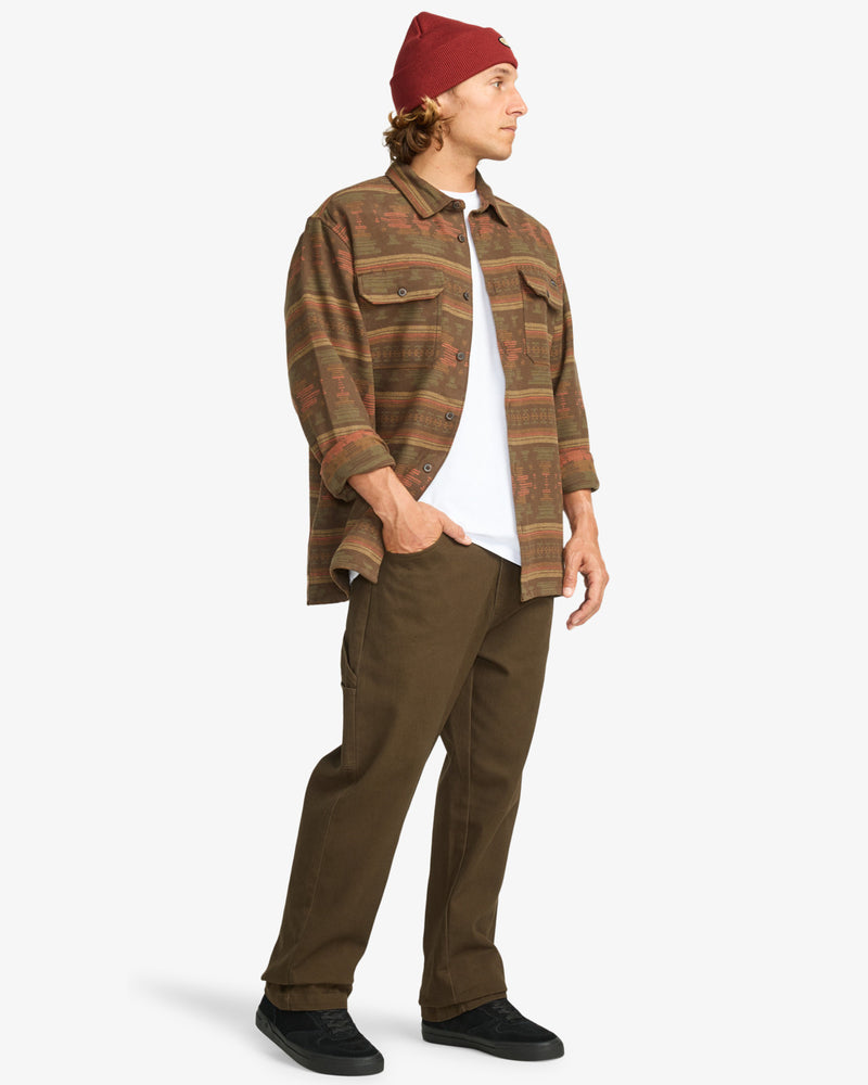 Load image into Gallery viewer, Billabong Men's Offshore Jacquard Flannel Yarn Dye Textured Woven Top Dark Cedar EBYWT03013-CSR0
