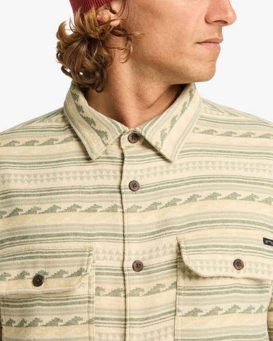 Billabong Men's Offshore Jacquard Flannel Yarn Dye Textured Woven Shirt Hunter EBYWT03013-GPL0