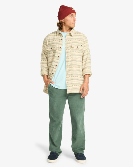 Billabong Men's Offshore Jacquard Flannel Yarn Dye Textured Woven Shirt Hunter EBYWT03013-GPL0