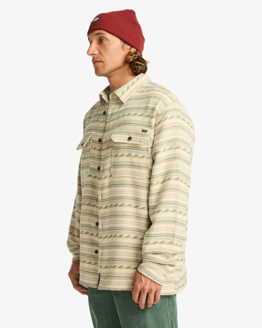 Billabong Men's Offshore Jacquard Flannel Yarn Dye Textured Woven Shirt Hunter EBYWT03013-GPL0