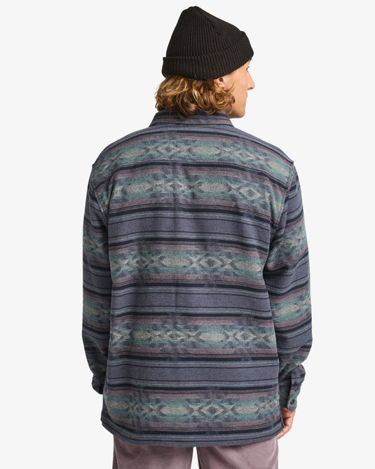 Billabong Men's Offshore Jacquard Flannel Yarn Dye Textured Woven Shirt Ombre Blue EBYWT03013_KRQ0