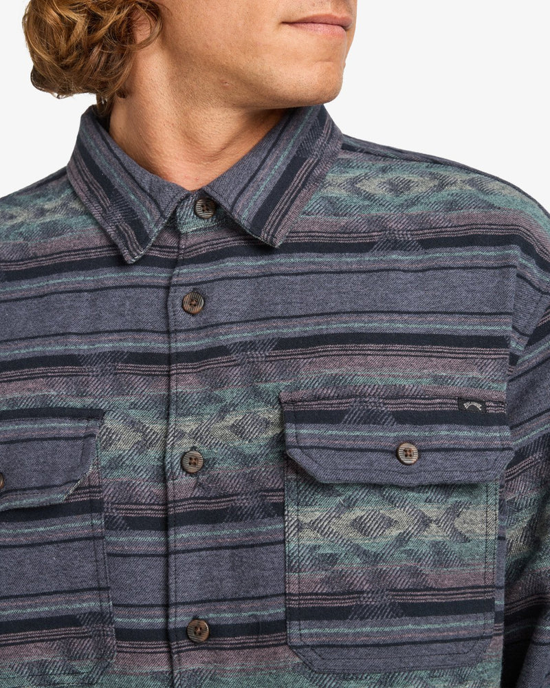 Load image into Gallery viewer, Billabong Men&#39;s Offshore Jacquard Flannel Yarn Dye Textured Woven Shirt Ombre Blue EBYWT03013_KRQ0
