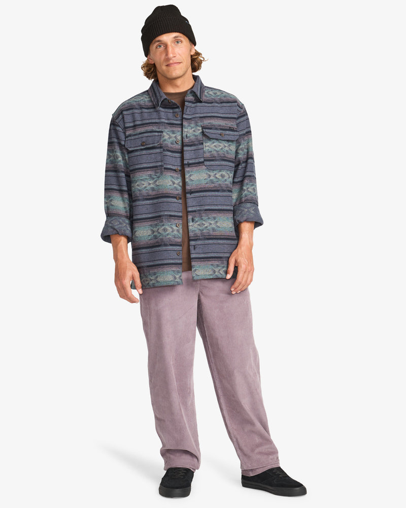 Load image into Gallery viewer, Billabong Men&#39;s Offshore Jacquard Flannel Yarn Dye Textured Woven Shirt Ombre Blue EBYWT03013_KRQ0
