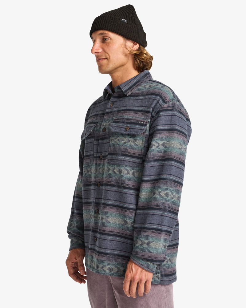 Load image into Gallery viewer, Billabong Men&#39;s Offshore Jacquard Flannel Yarn Dye Textured Woven Shirt Ombre Blue EBYWT03013_KRQ0

