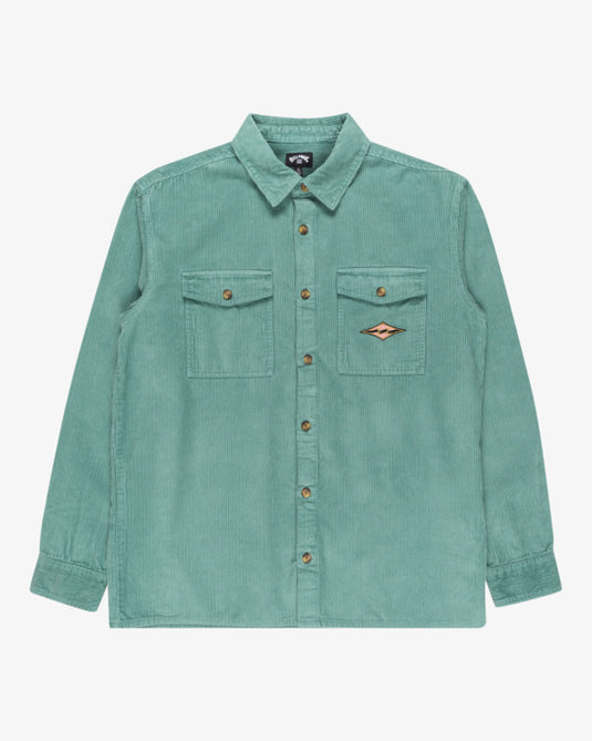 Billabong Men's Bong Days Long Sleeve Corduroy Shirt Sagebrush EBYWT03015-BMR0