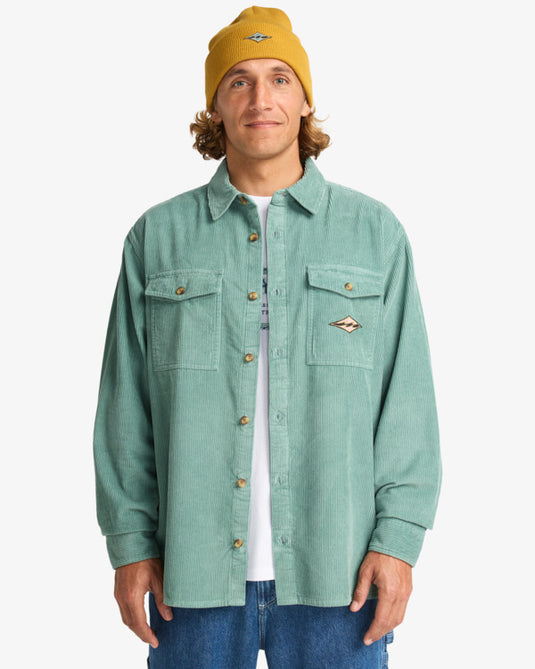 Billabong Men's Bong Days Long Sleeve Corduroy Shirt Sagebrush EBYWT03015-BMR0