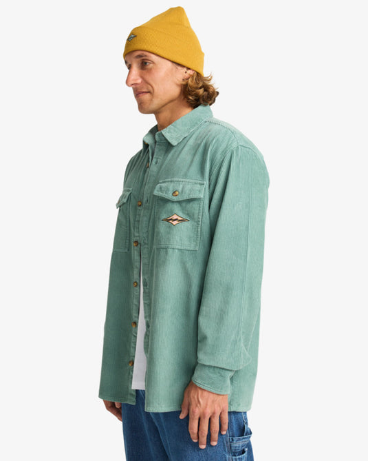 Billabong Men's Bong Days Long Sleeve Corduroy Shirt Sagebrush EBYWT03015-BMR0