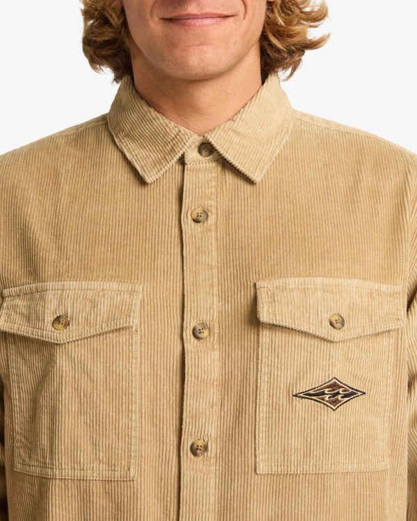 Load image into Gallery viewer, Billabong Men's Bong Days Long Sleeve Corduroy Shirt Khaki EBYWT03015-KHA
