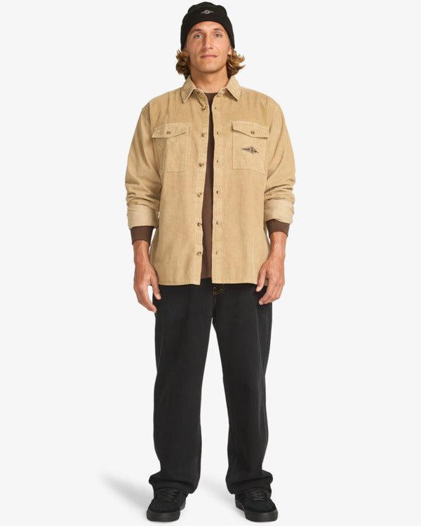 Load image into Gallery viewer, Billabong Men's Bong Days Long Sleeve Corduroy Shirt Khaki EBYWT03015-KHA

