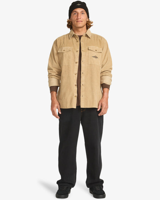 Billabong Men's Bong Days Long Sleeve Corduroy Shirt Khaki EBYWT03015-KHA