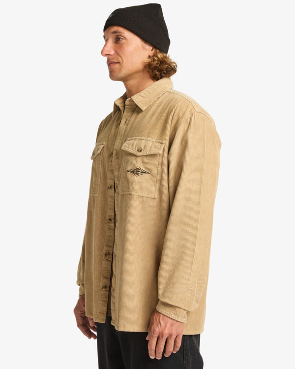Load image into Gallery viewer, Billabong Men's Bong Days Long Sleeve Corduroy Shirt Khaki EBYWT03015-KHA
