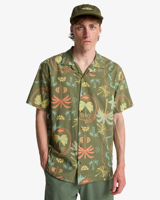 Billabong Men's Vacay Short Sleeve Shirt Moss Green EBYWT03019-GLW0