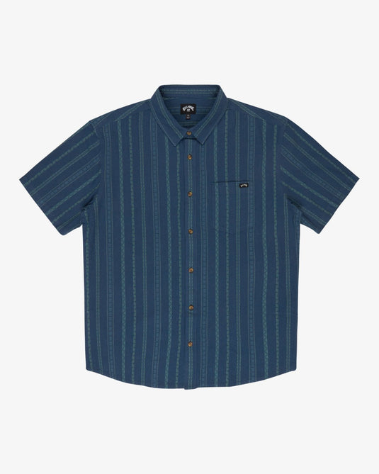 Billabong Men's Sundays Jacquard Short Sleeve Shirt Denim EBYWT03021-DEN