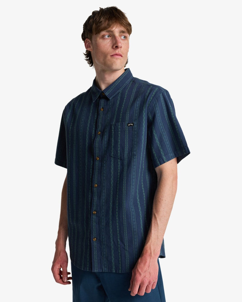 Load image into Gallery viewer, Billabong Men's Sundays Jacquard Short Sleeve Shirt Denim EBYWT03021-DEN
