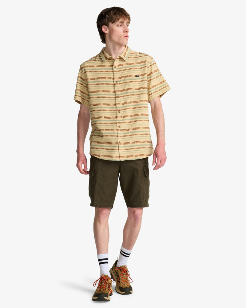 Load image into Gallery viewer, Billabong Men's Sundays Jacquard Short Sleeve Shirt Castle Rock EBYWT03021-TGW0
