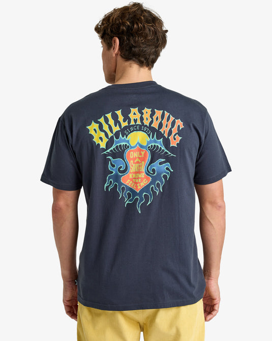 Billabong Men's Homegrown Screen Printed Short Sleeve Aged Indigo T-Shirt EBYZT00346-KSH0