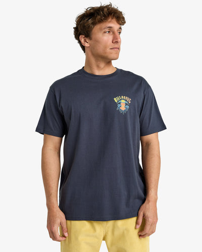Billabong Men's Homegrown Screen Printed Short Sleeve Aged Indigo T-Shirt EBYZT00346-KSH0