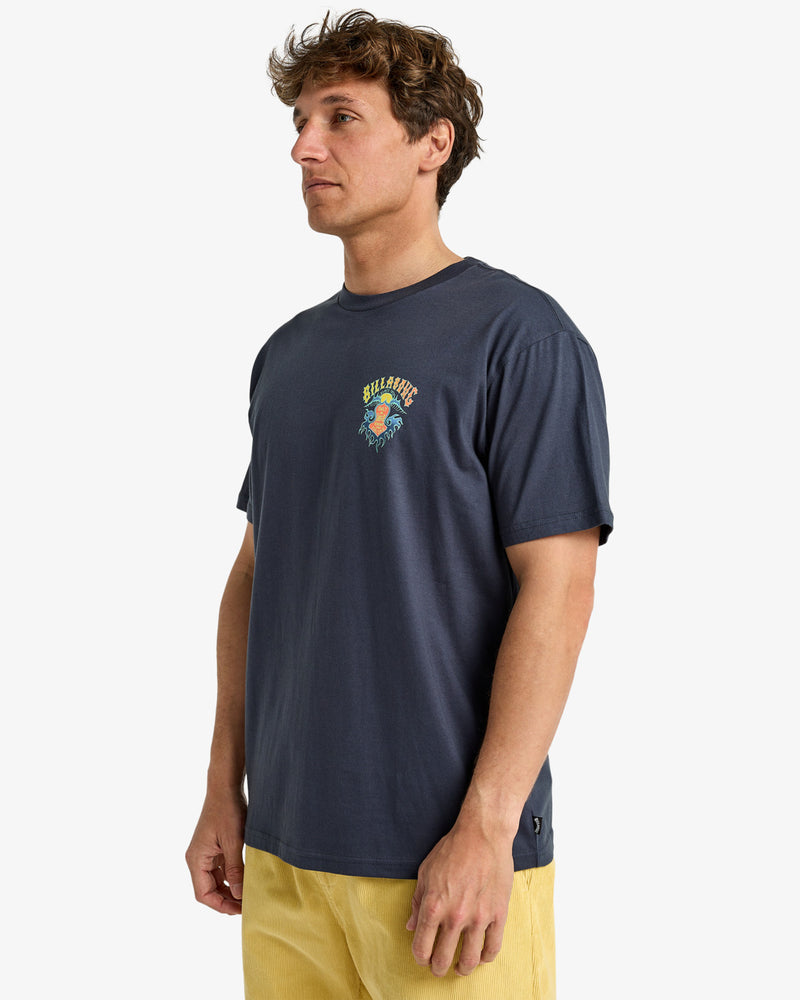 Load image into Gallery viewer, Billabong Men&#39;s Homegrown Screen Printed Short Sleeve Aged Indigo T-Shirt EBYZT00346-KSH0

