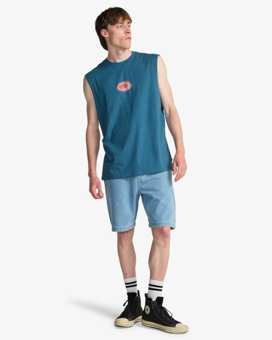 Billabong Men's Burn Out Muscle T-Shirt Real Teal EBYZT00492-BPR0