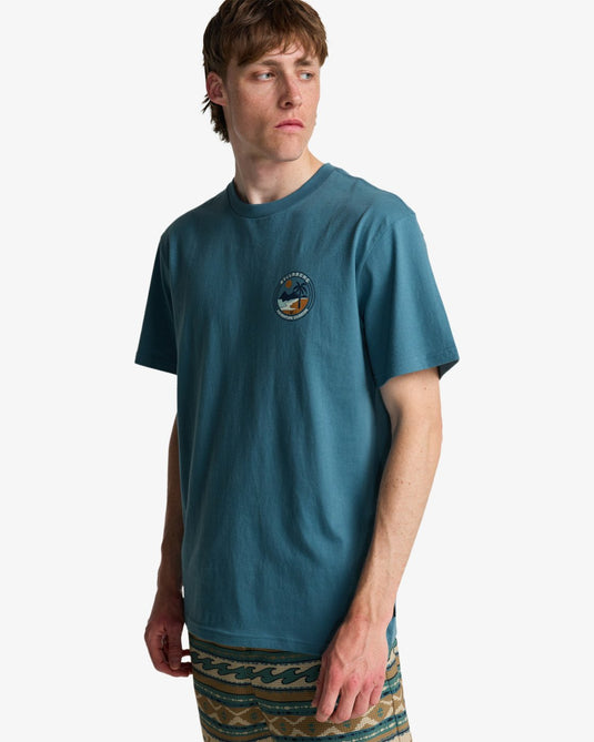Billabong Men's Rockies Short Sleeve T-Shirt Vintage Blue EBYZT00497-BMQ0