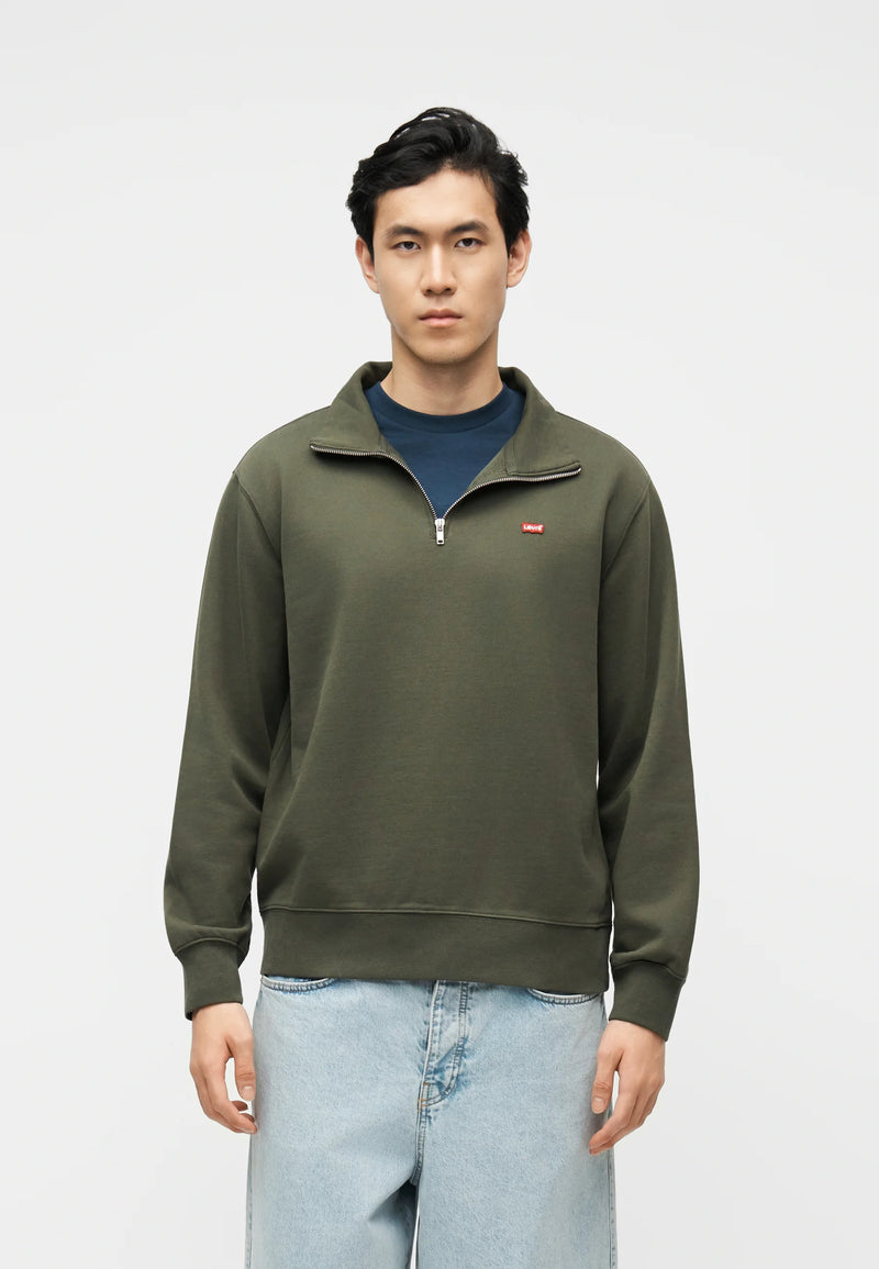 Load image into Gallery viewer, Levi's Men's Original Housemark Quarter-zip Pullover Sweatshirt Green A8606-0019
