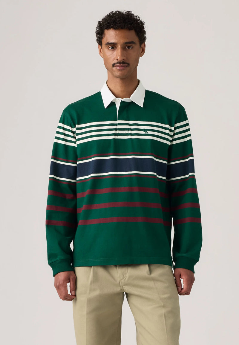 Load image into Gallery viewer, Levi's Men's Union Rugby Shirt Amos Stripe Ponderosa Pine A48450038
