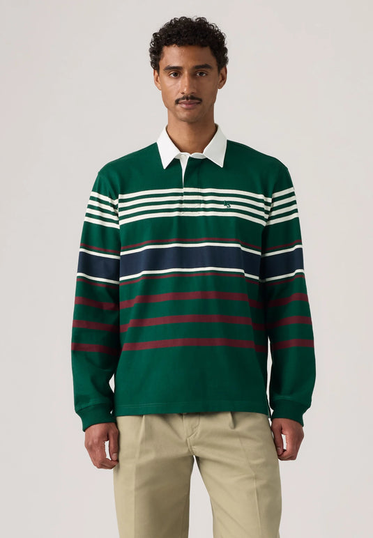 Levi's Men's Union Rugby Shirt Amos Stripe Ponderosa Pine A48450038