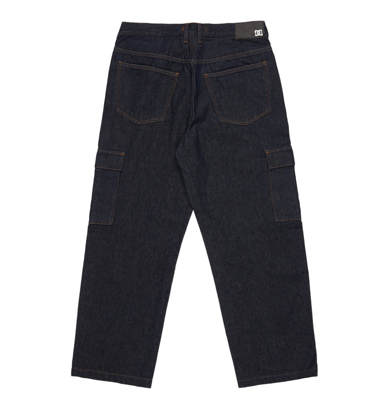Load image into Gallery viewer, DC Men&#39;s Worker Baggy Denim Cargo Rir Pants Dark Denim EDYDP03428-BRQ0
