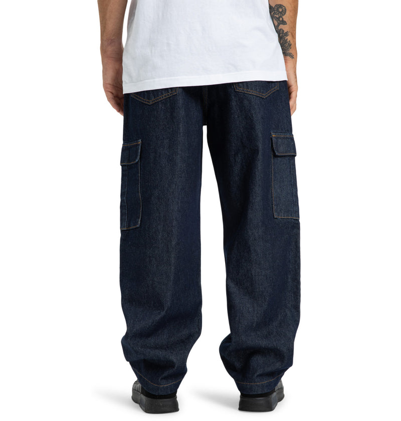 Load image into Gallery viewer, DC Men&#39;s Worker Baggy Denim Cargo Rir Pants Dark Denim EDYDP03428-BRQ0
