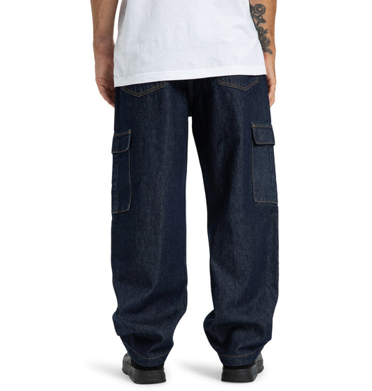 DC Men's Worker Baggy Denim Cargo Rir Pants Dark Denim EDYDP03428-BRQ0