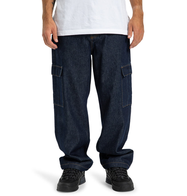 DC Men's Worker Baggy Denim Cargo Rir Pants Dark Denim EDYDP03428-BRQ0