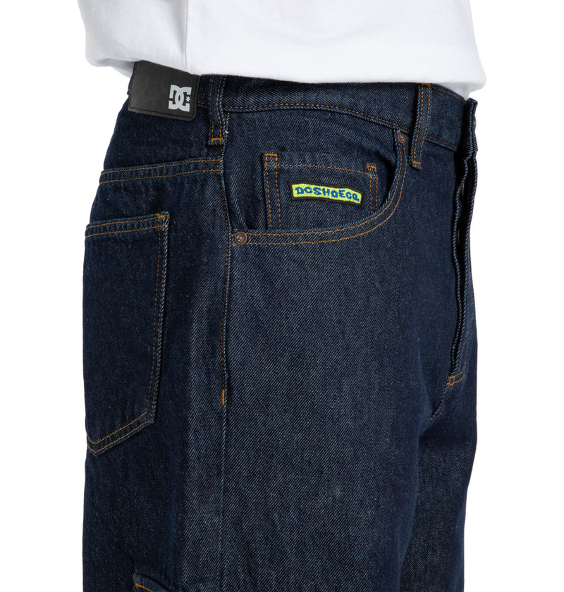 Load image into Gallery viewer, DC Men&#39;s Worker Baggy Denim Cargo Rir Pants Dark Denim EDYDP03428-BRQ0
