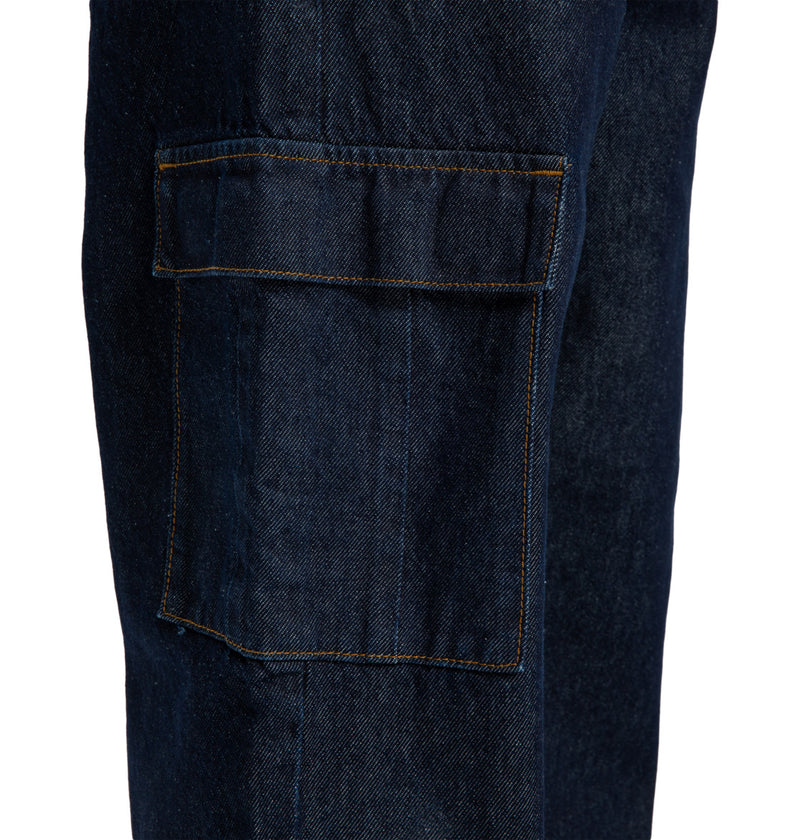 Load image into Gallery viewer, DC Men&#39;s Worker Baggy Denim Cargo Rir Pants Dark Denim EDYDP03428-BRQ0
