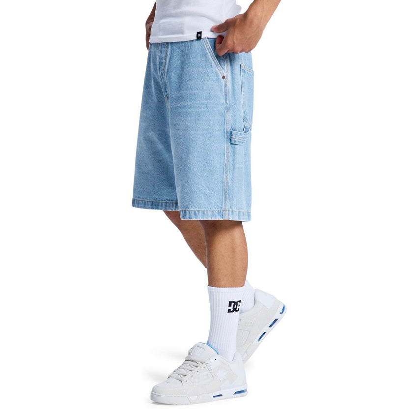 Load image into Gallery viewer, DC Men's Baggy Denim Carpenter Shorts Indigo Light EDYDS03037-BFBW

