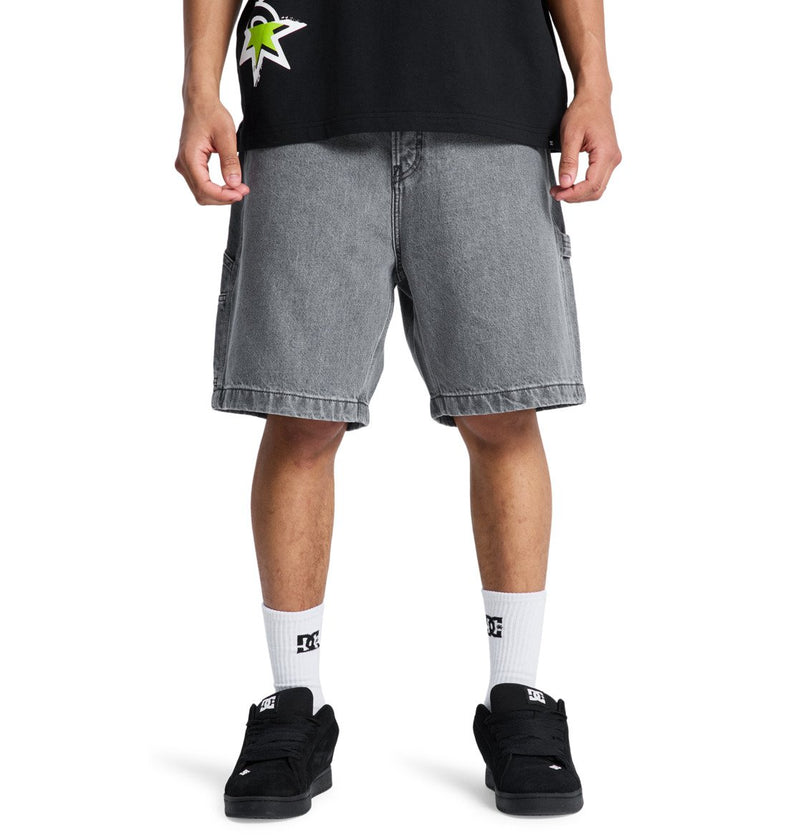 Load image into Gallery viewer, DC Men's Baggy Denim Carpenter Shorts Medium Grey EDYDS03037-KPVW
