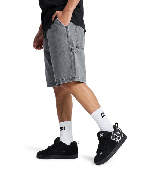 DC Men's Baggy Denim Carpenter Shorts Medium Grey EDYDS03037-KPVW