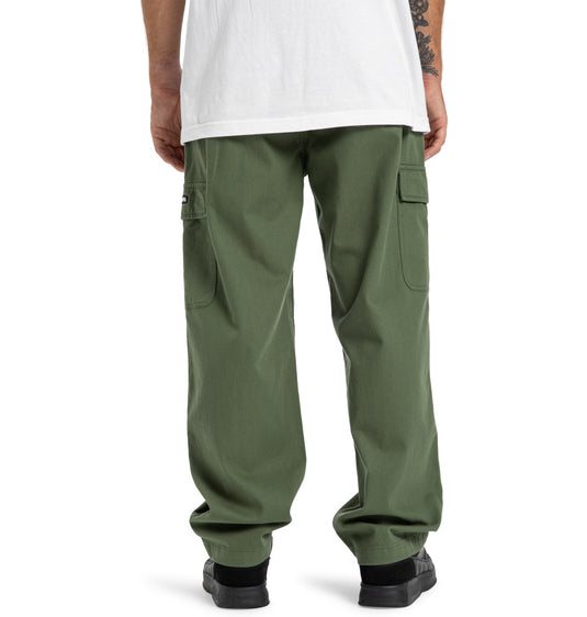 DC Men's Worker Baggy Cargo Chino Pants Bronze Green EDYNP03170-GQQ0