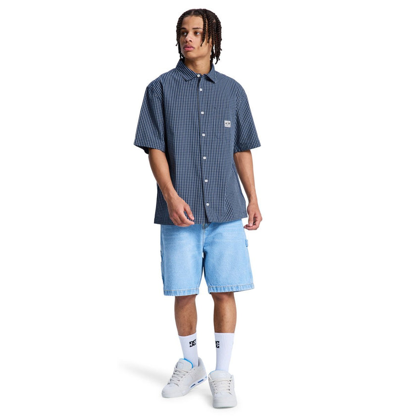Load image into Gallery viewer, DC Men's Game On Short Sleeve Shirt Estate Blue EDYWT03264-BSW0
