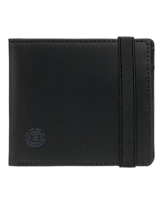 Element Men's Icon Strap Heavy Duty Large Bi-Fold Wallet Flint Black ELYAA00207-FBK