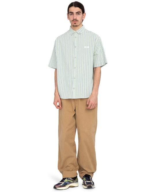 Element Men's Cambridge Short Sleeve Shirt Oxford Egret/Green/Navy ELYWT00148-GSQ4