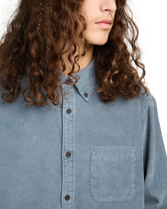 Element Men's Button Down Regular Corduroy Shirt Blue Mirage ELYWT00187-BMK0